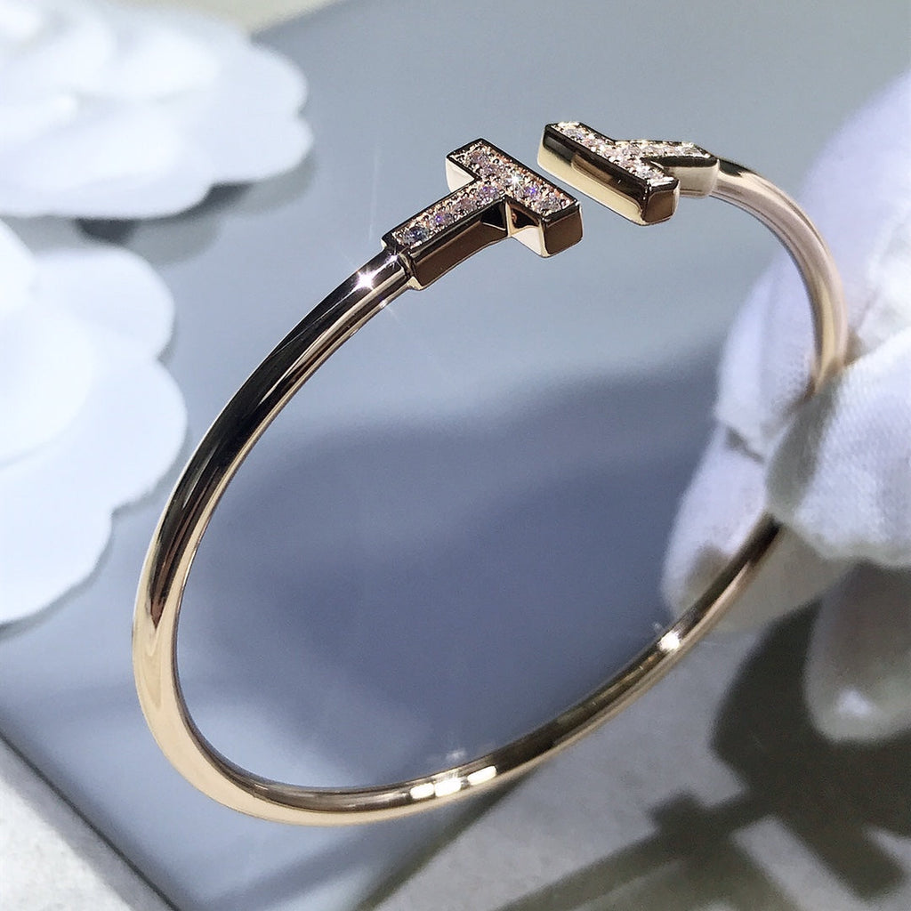 TIFFANY T BRACELET PINK GOLD 1.8MM DIAMOND